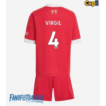 Liverpool Virgil van Dijk #4 Echipament de Fotbal Replică 2025-26 Copii Acasa (+ Șorturi)